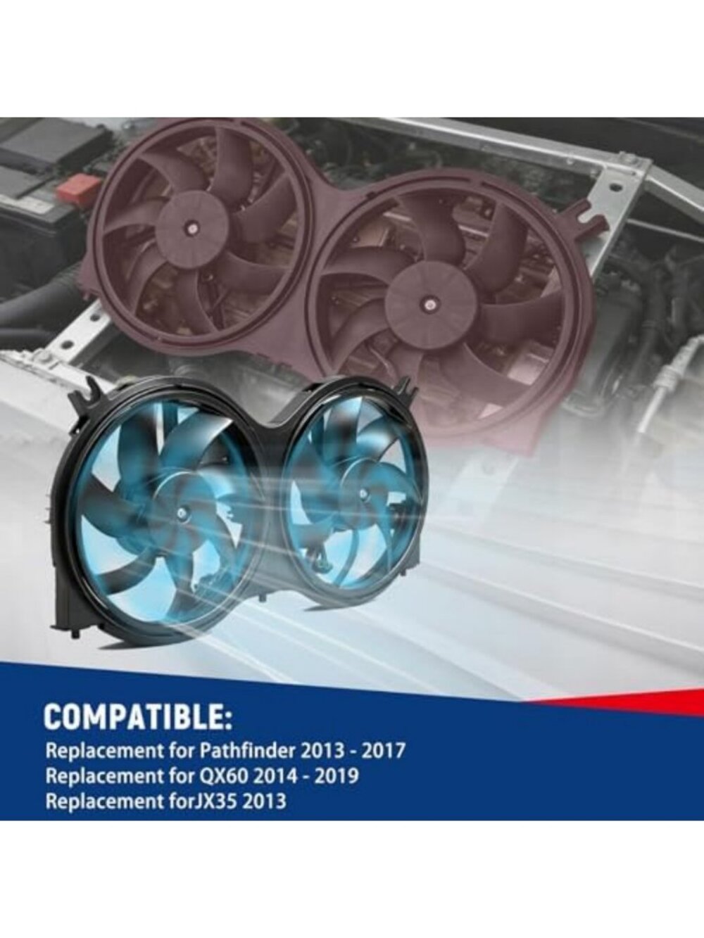 Dual Radiator Fan with Control Module for Pathfinder, QX60, JX35 - 2013-2017 - Picture 2 of 6